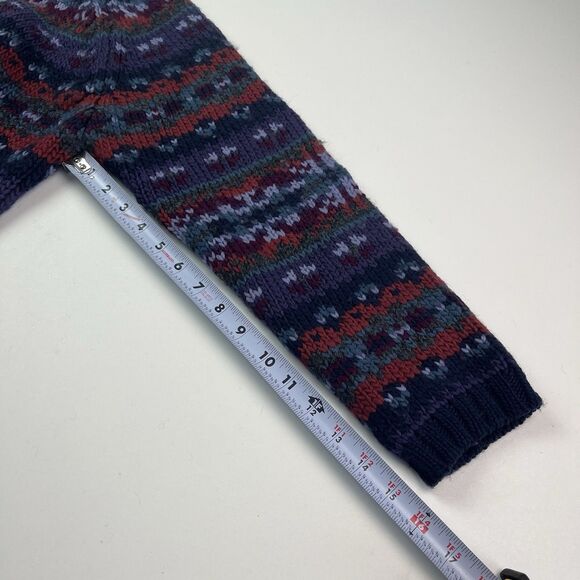 Vintage 100% Wool Fair Isle Chunky Sweater PL S Purple Cabincore Lodge Heritage - Picture 11 of 12
